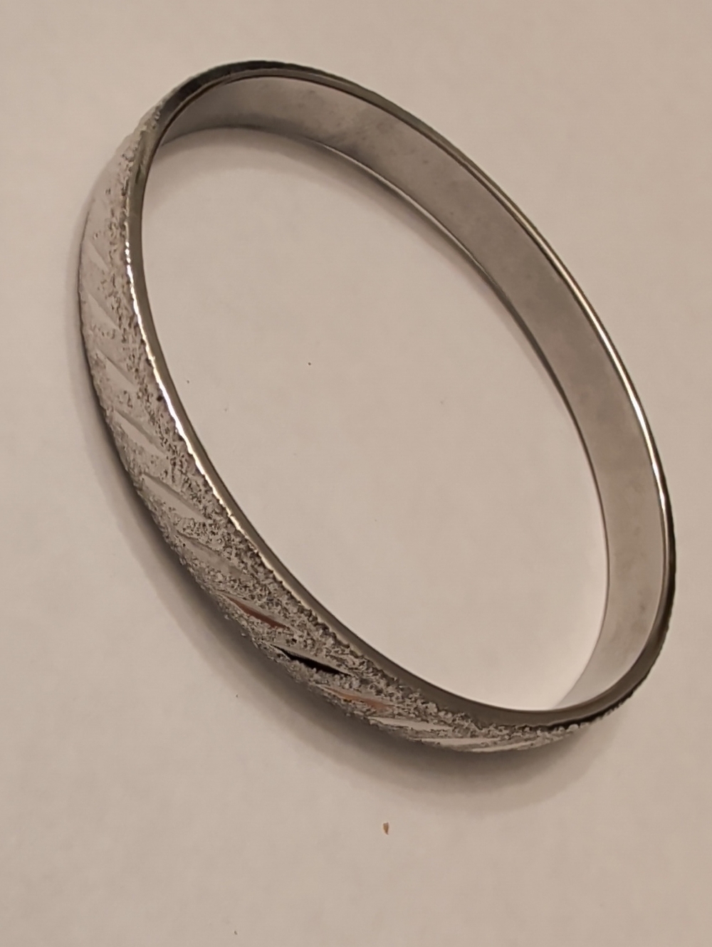 Textured Silvertone Bangle Bracelet